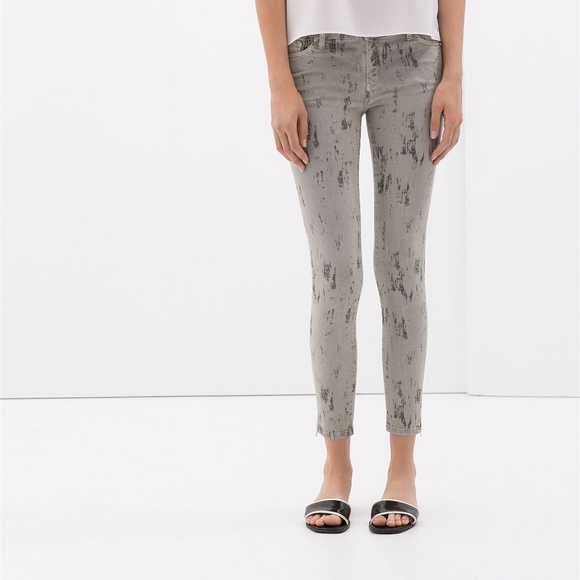 Zara Tie Dye Skinny Ankle Crop Chino Jeans - Picture 1 of 8